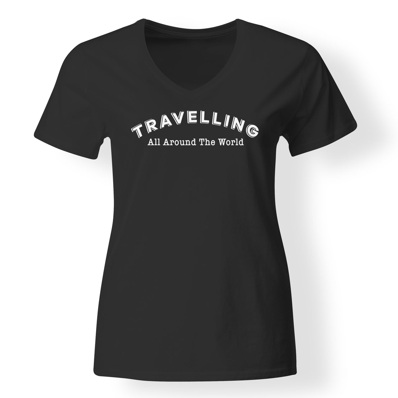 Travelling All Around The World Designed V-Neck T-Shirts