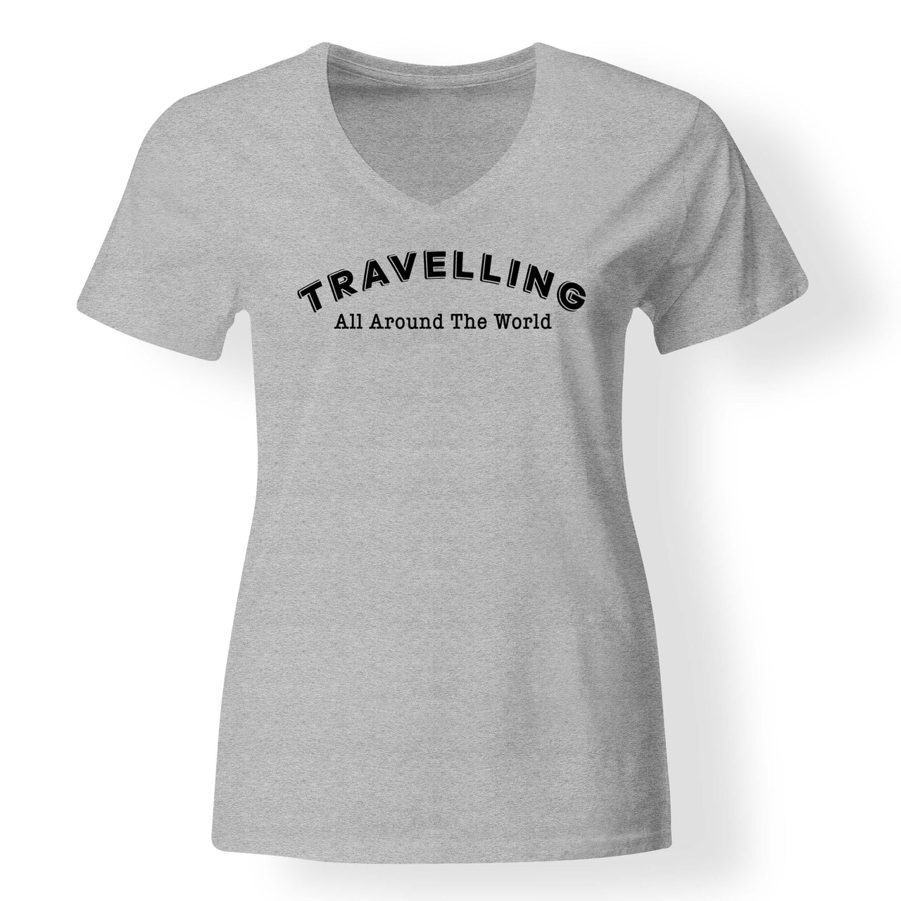 Travelling All Around The World Designed V-Neck T-Shirts