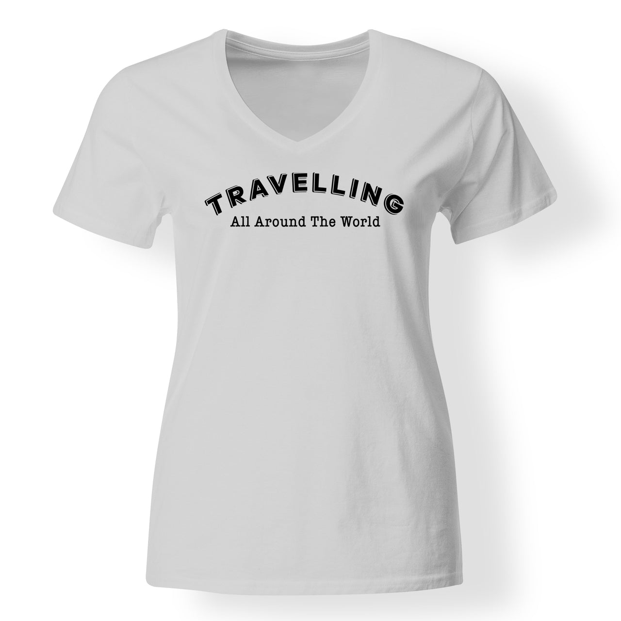 Travelling All Around The World Designed V-Neck T-Shirts
