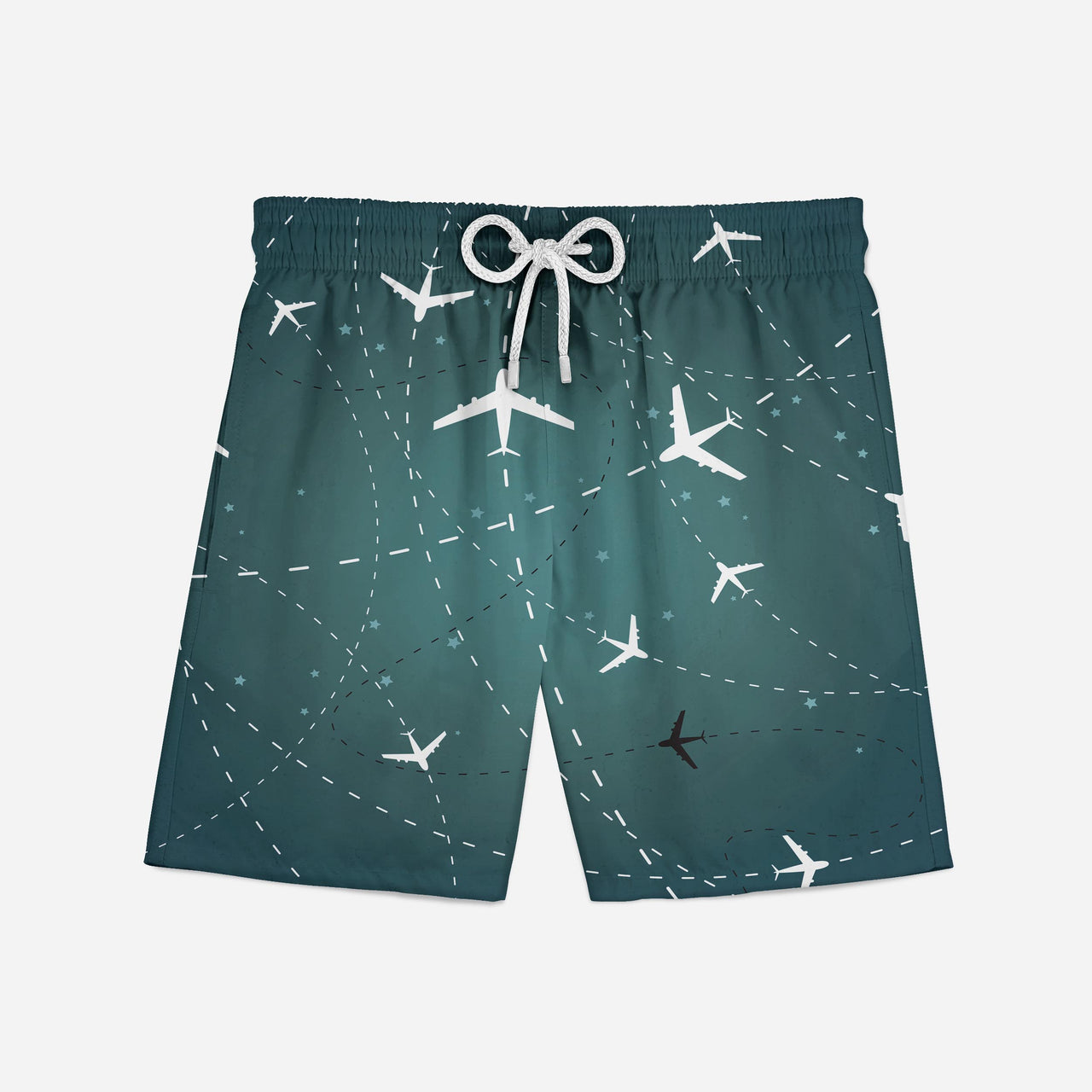 Travelling with Aircraft (Green) Designed Swim Trunks & Shorts