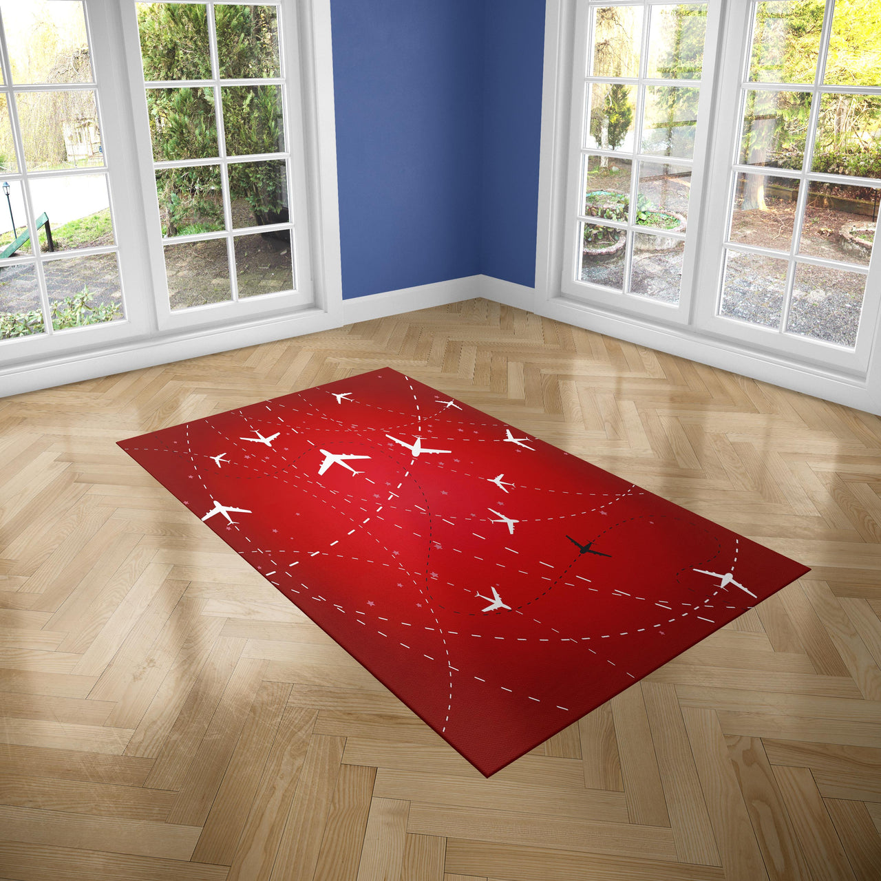 Travelling with Aircraft (Red) Designed Carpet & Floor Mats