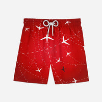Thumbnail for Travelling with Aircraft (Red) Designed Swim Trunks & Shorts