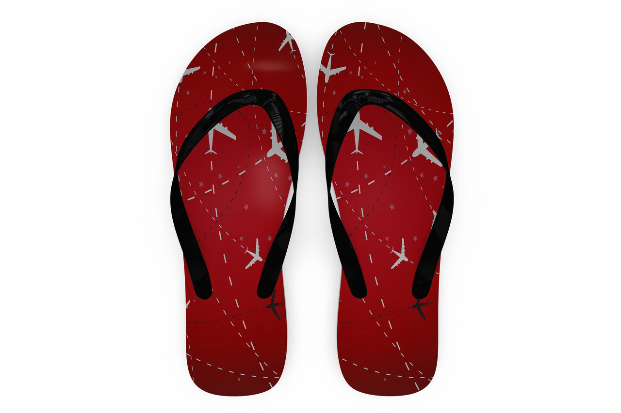 Travelling with Aircraft (Red) Designed Slippers (Flip Flops)