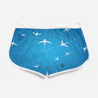 Thumbnail for Travelling with Aircraft (Blue) Designed Women Beach Style Shorts
