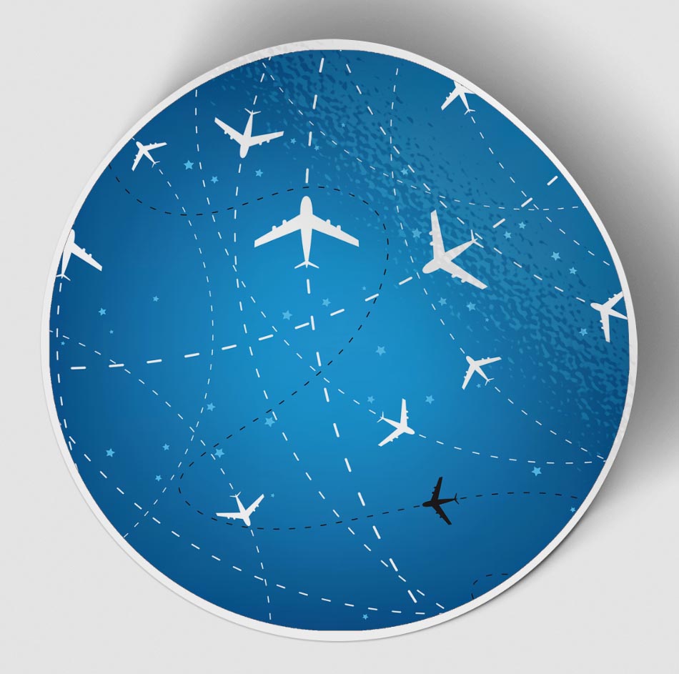 Travelling with Aircraft (Blue) Designed Stickers
