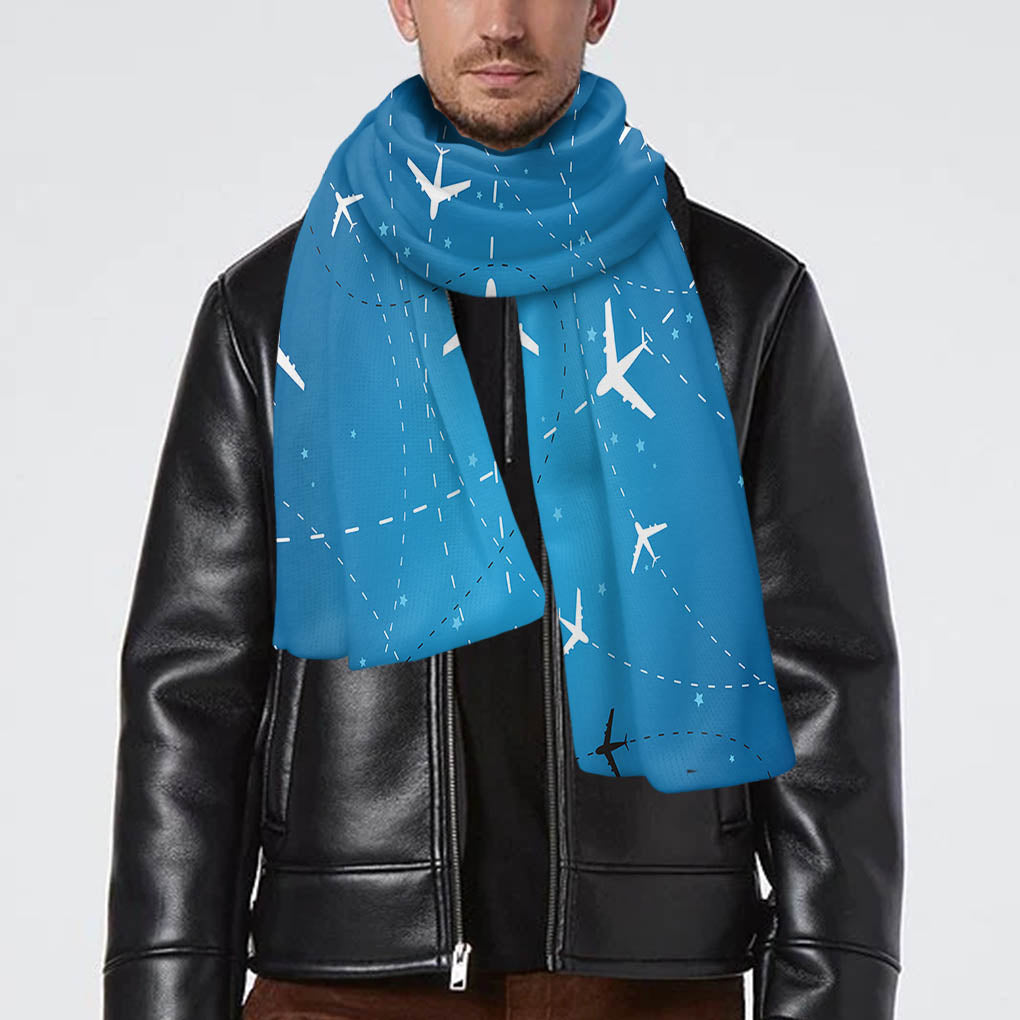 Travelling with Aircraft (Blue) Designed Scarfs