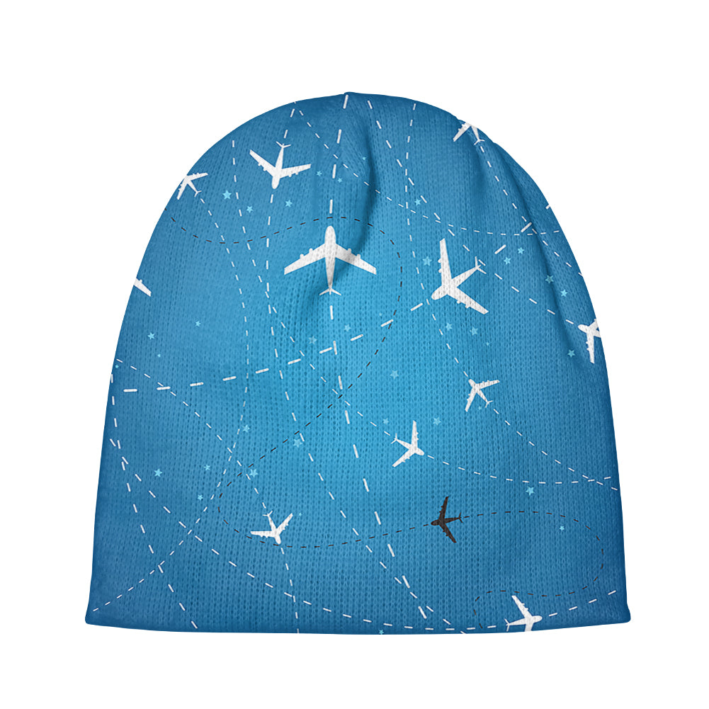 Travelling with Aircraft (Blue) Designed Knit 3D Beanies