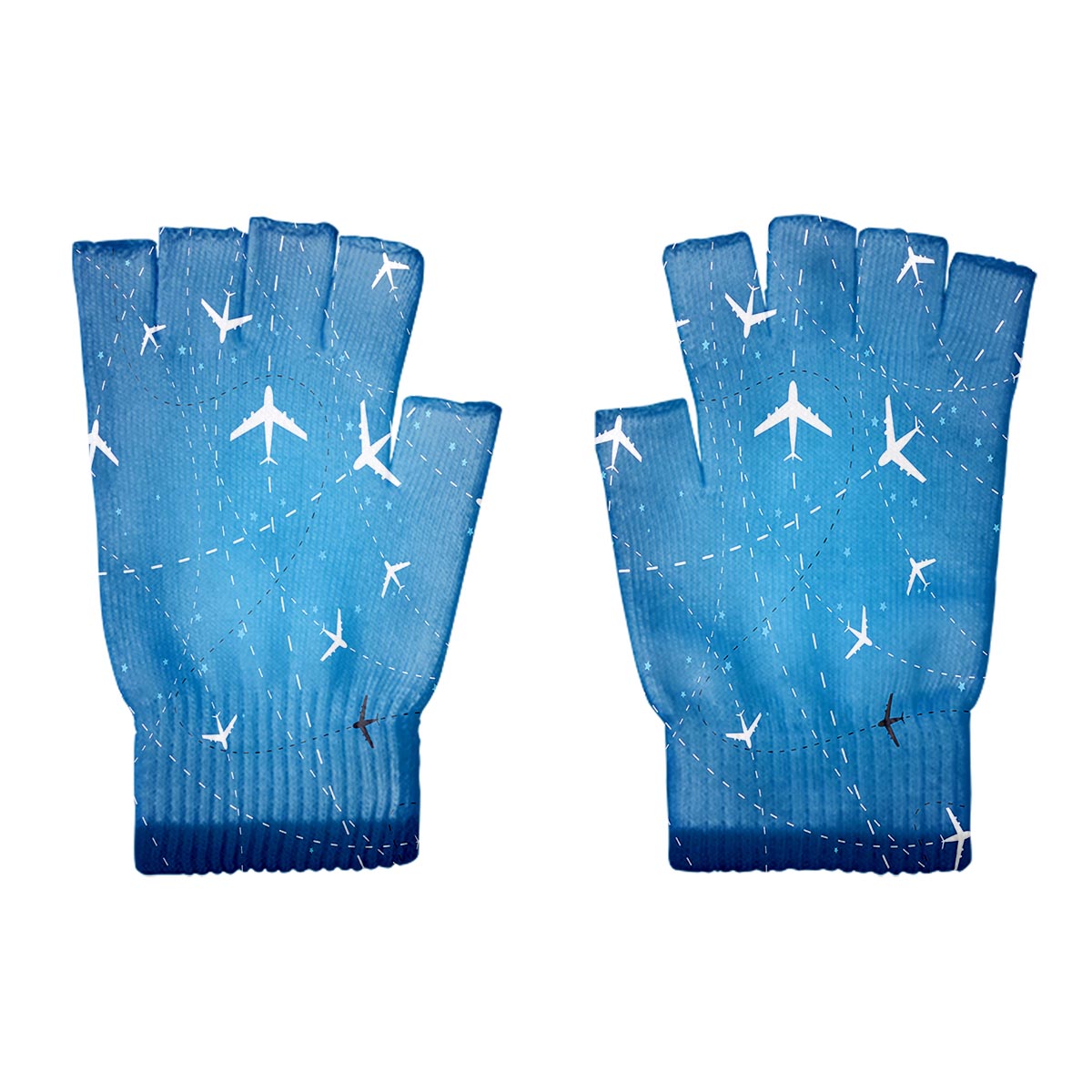 Travelling with Aircraft (Blue) Designed Cut Gloves