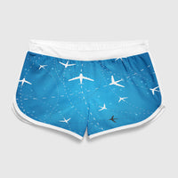 Thumbnail for Travelling with Aircraft (Blue) Designed Women Beach Style Shorts