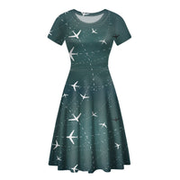 Thumbnail for Travelling with Aircraft (Green) Designed Women Midi Dress