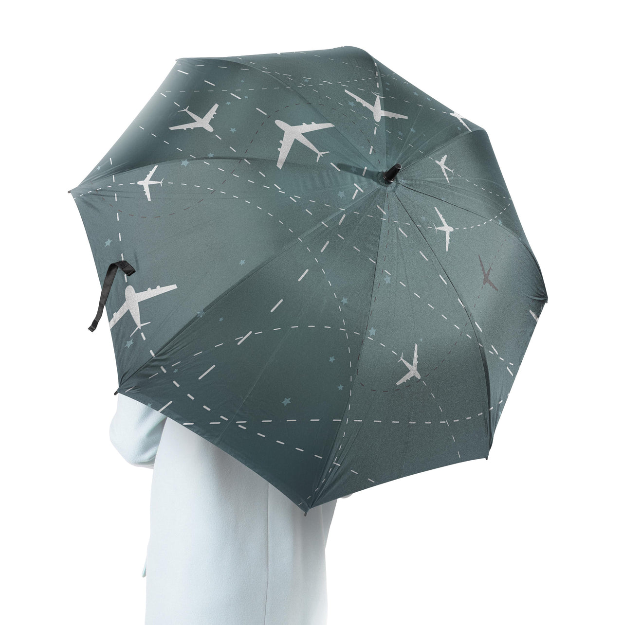 Travelling with Aircraft (Green) Designed Umbrella