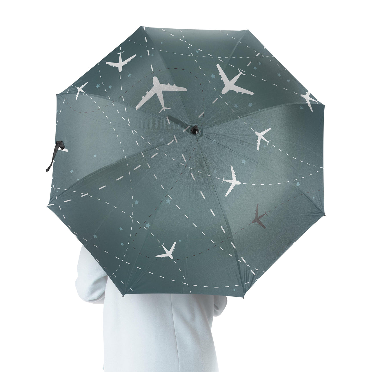 Travelling with Aircraft (Green) Designed Umbrella