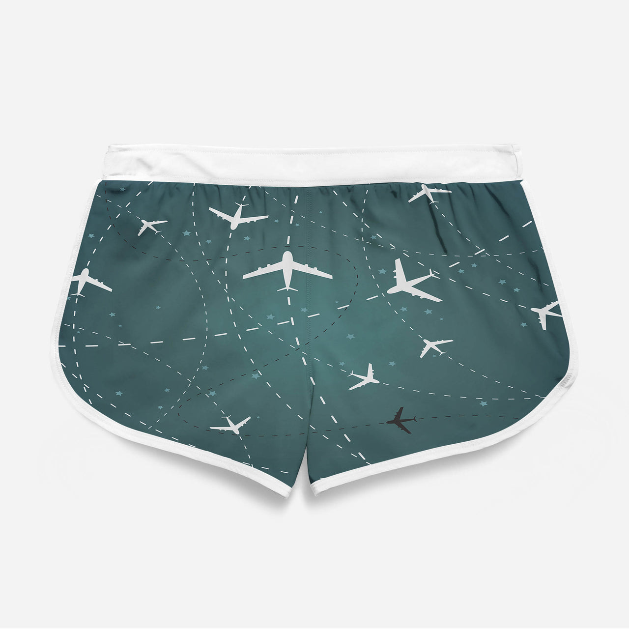Travelling with Aircraft (Green) Designed Women Beach Style Shorts