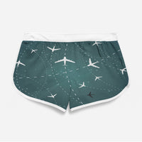 Thumbnail for Travelling with Aircraft (Green) Designed Women Beach Style Shorts