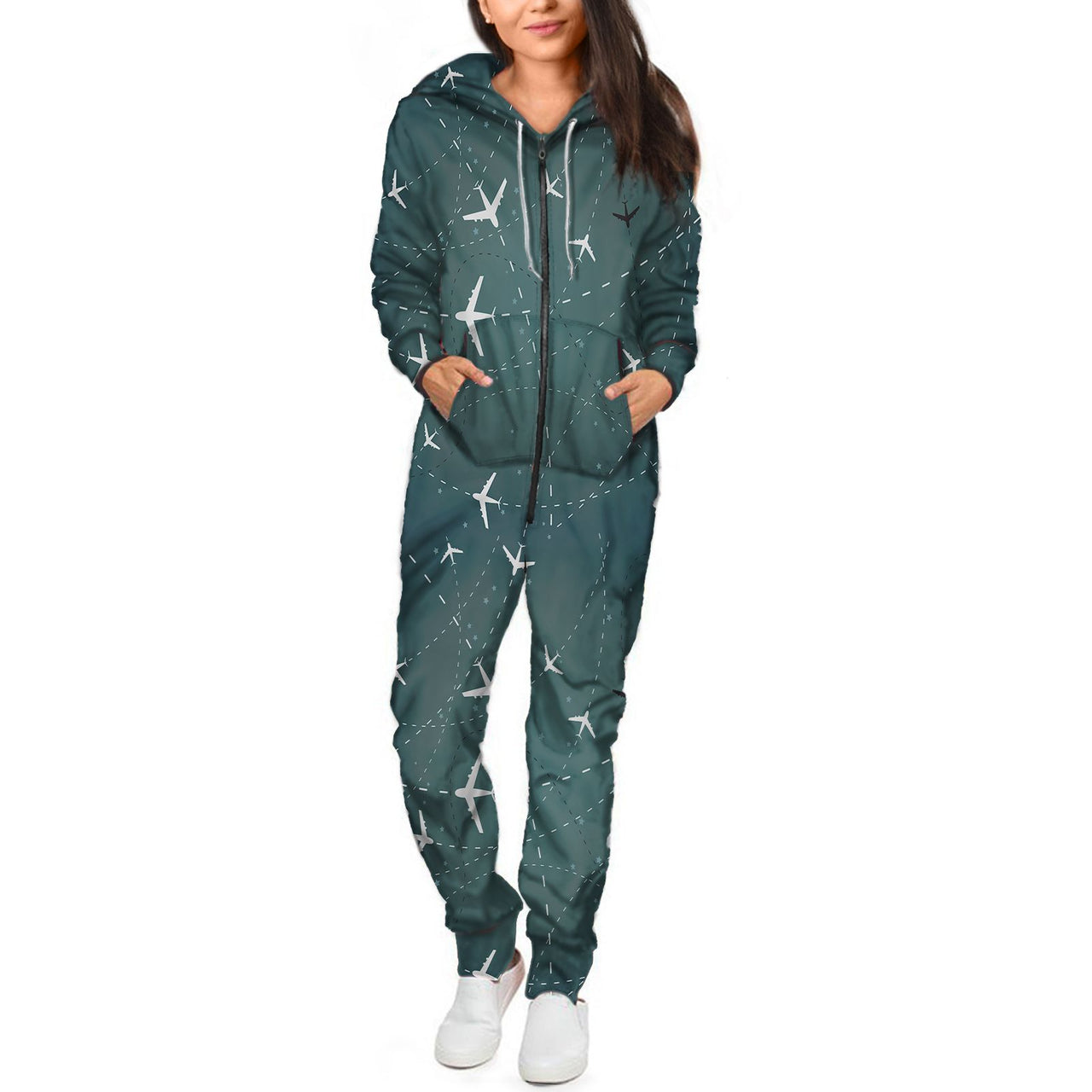 Travelling with Aircraft (Green) Designed Jumpsuit for Men & Women