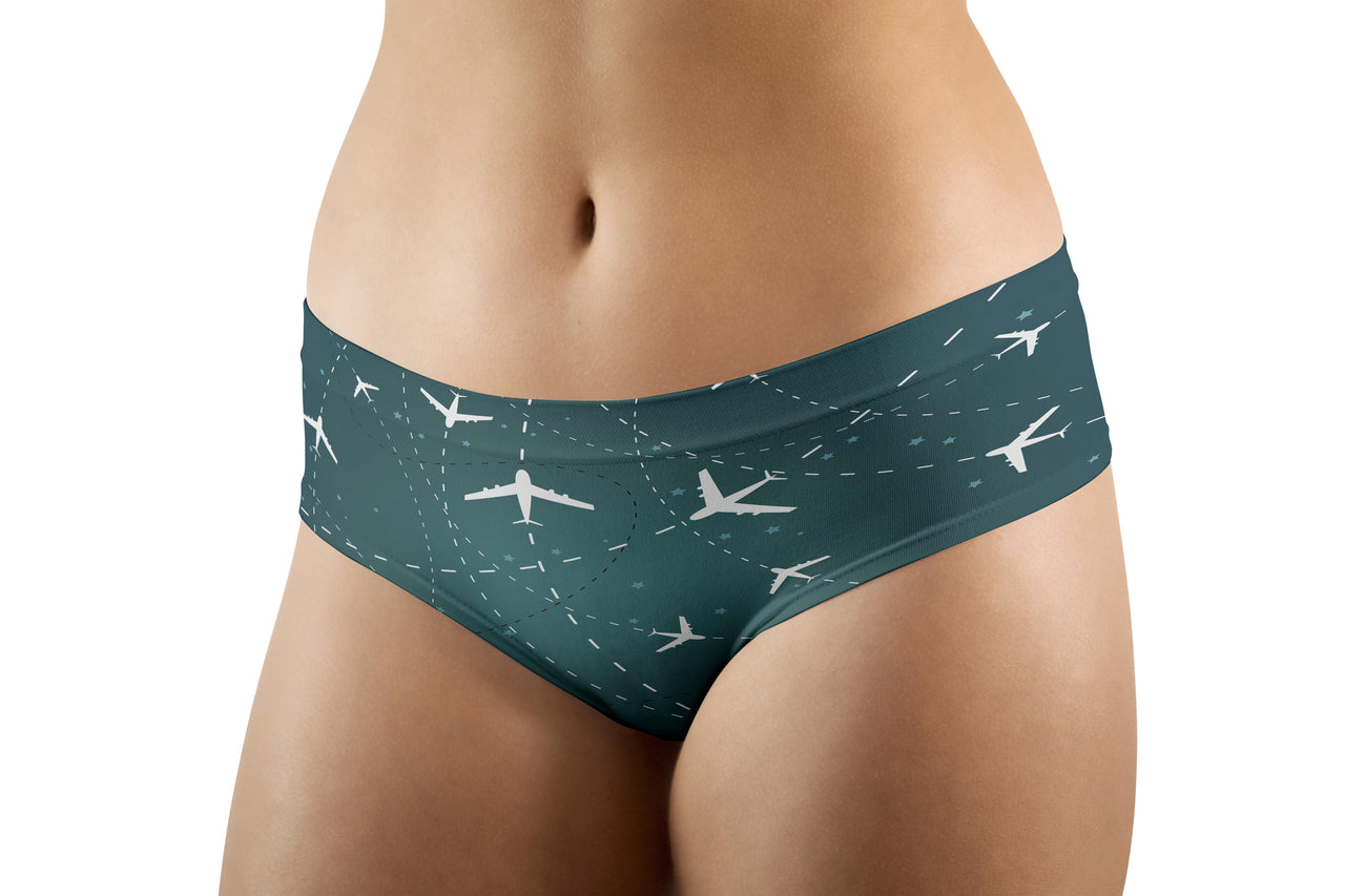 Travelling with Aircraft (Green) Designed Women Panties & Shorts