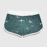 Thumbnail for Travelling with Aircraft (Green) Designed Women Beach Style Shorts