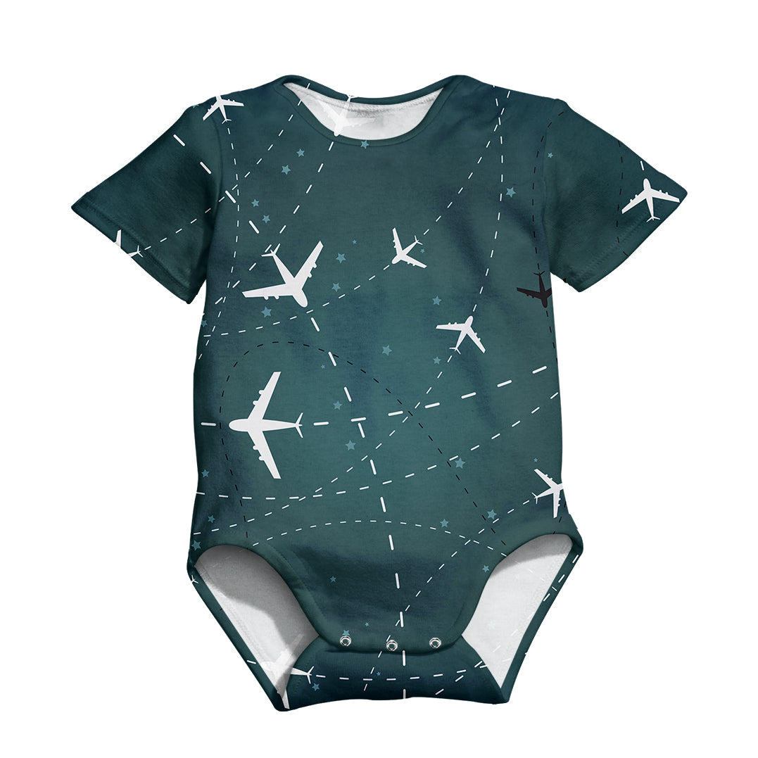Travelling with Aircraft (Green) Designed 3D Baby Bodysuits