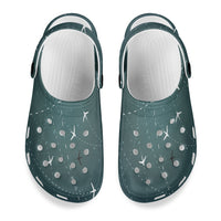 Thumbnail for Travelling with Aircraft (Green) Designed Hole Shoes & Slippers (WOMEN)