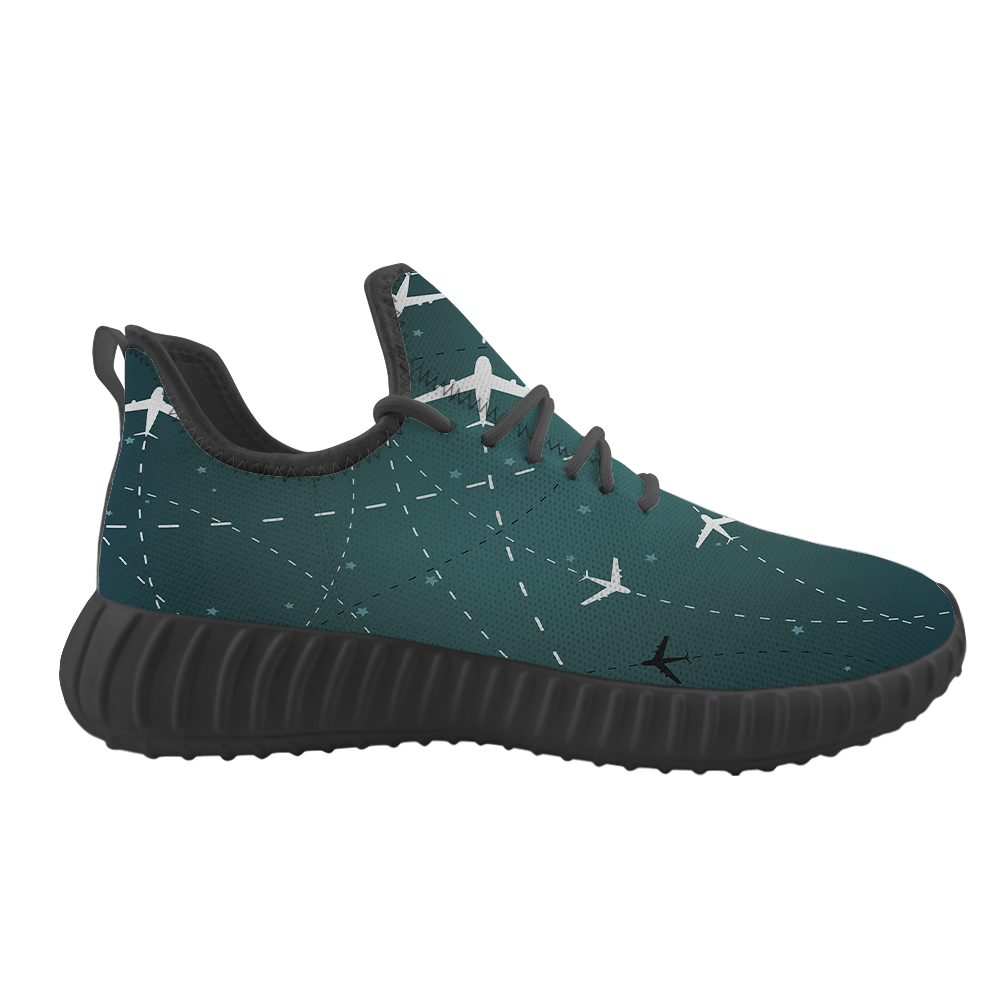 Travelling with Aircraft (Green) Designed Sport Sneakers & Shoes (WOMEN)