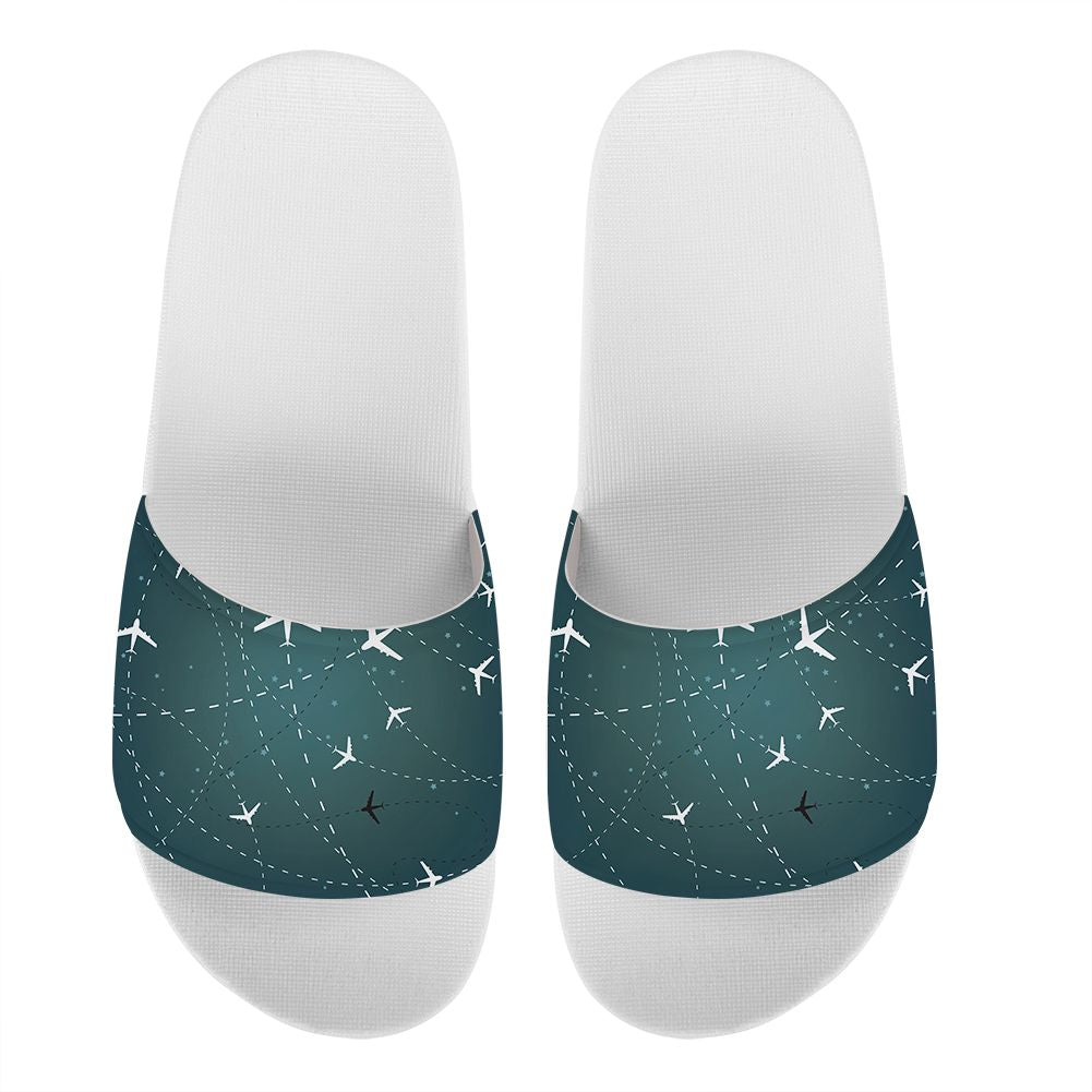 Travelling with Aircraft (Green) Designed Sport Slippers