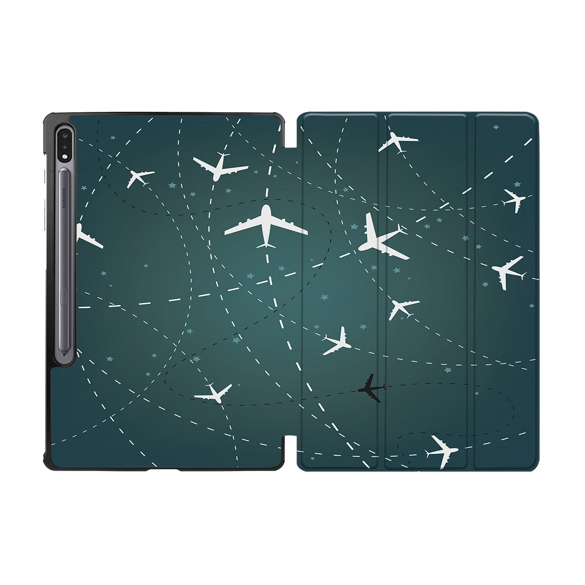 Travelling with Aircraft (Green) Designed Samsung Tablet Cases