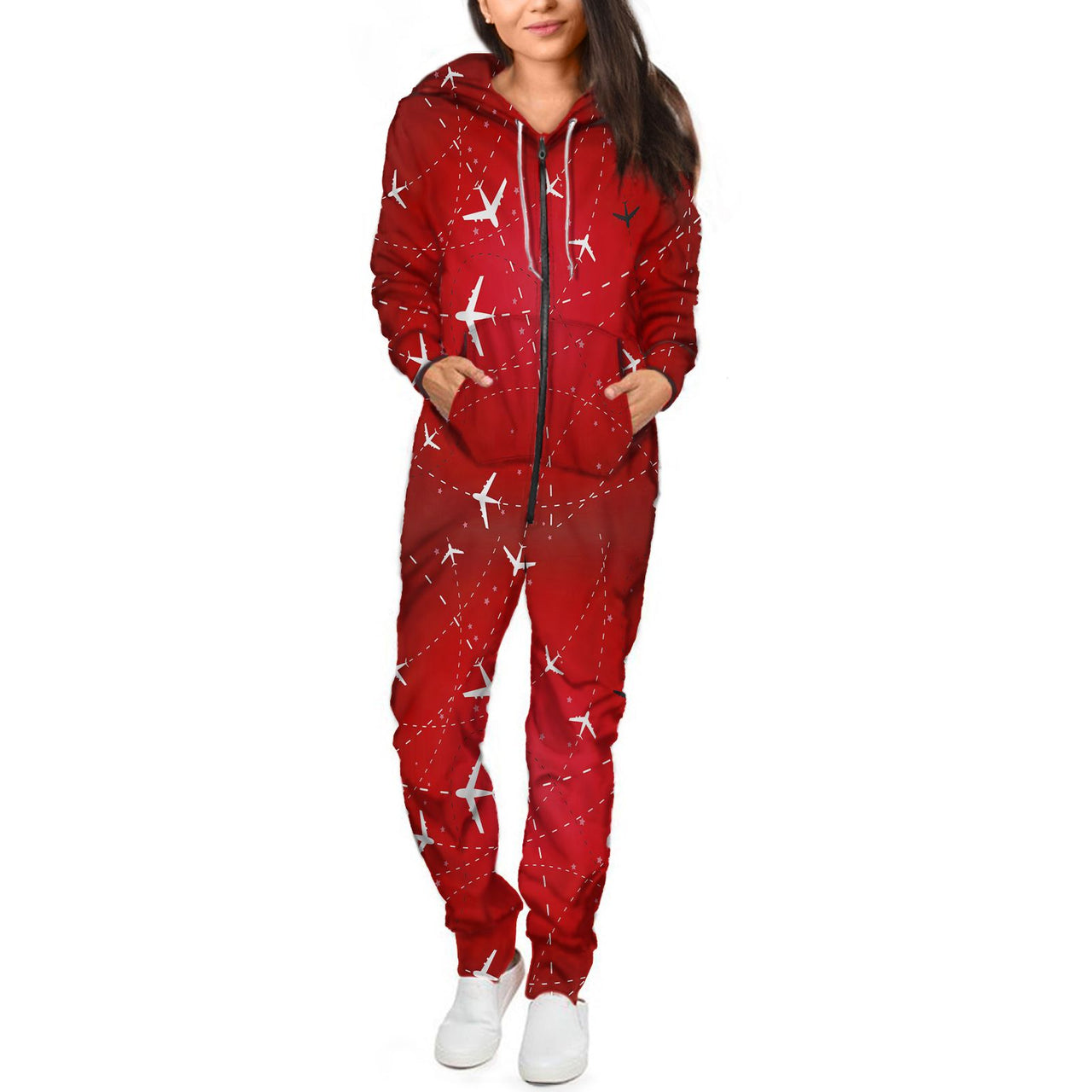 Travelling with Aircraft (Red) Designed Jumpsuit for Men & Women
