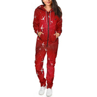 Thumbnail for Travelling with Aircraft (Red) Designed Jumpsuit for Men & Women