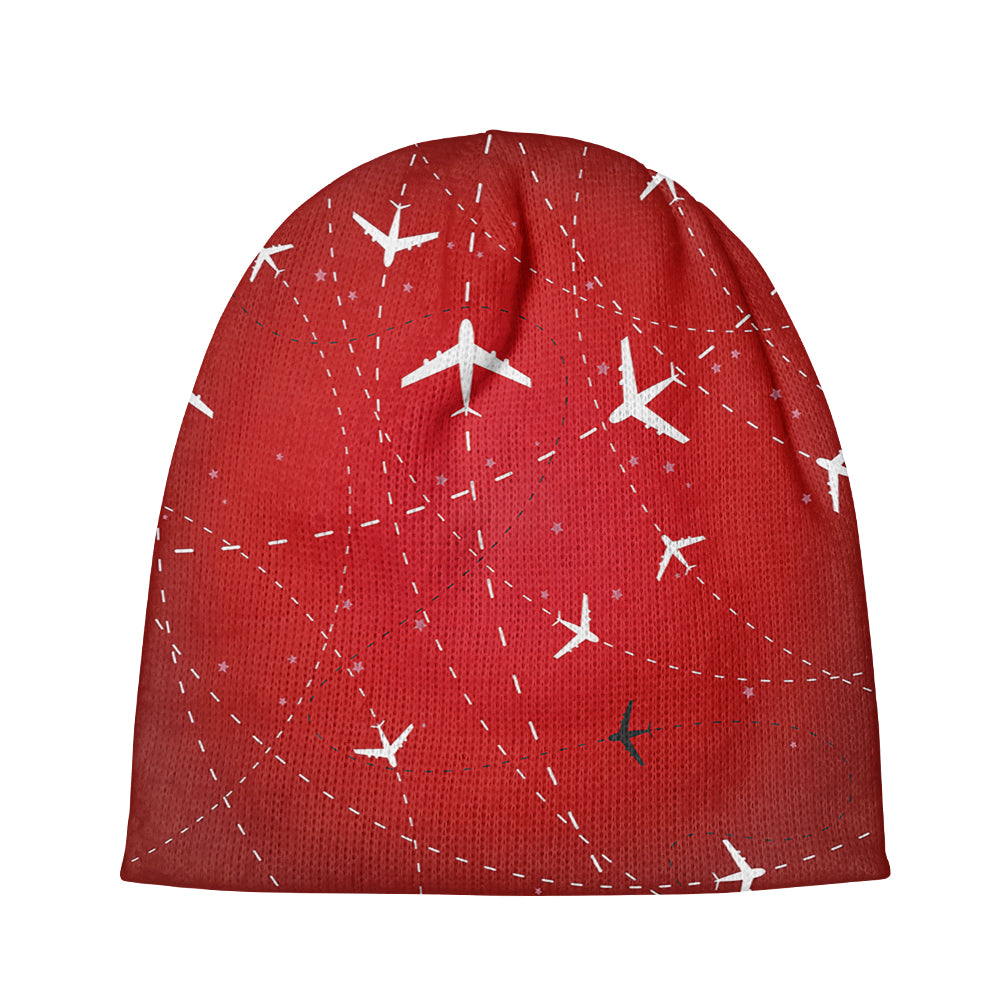 Travelling with Aircraft (Red) Designed Knit 3D Beanies