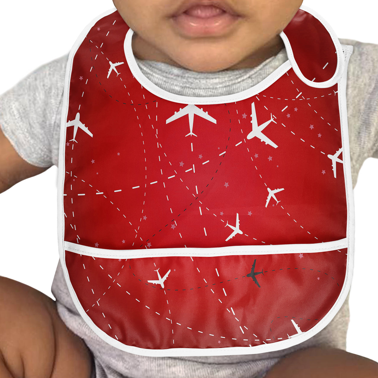 Travelling with Aircraft (Red) Designed Baby Bib