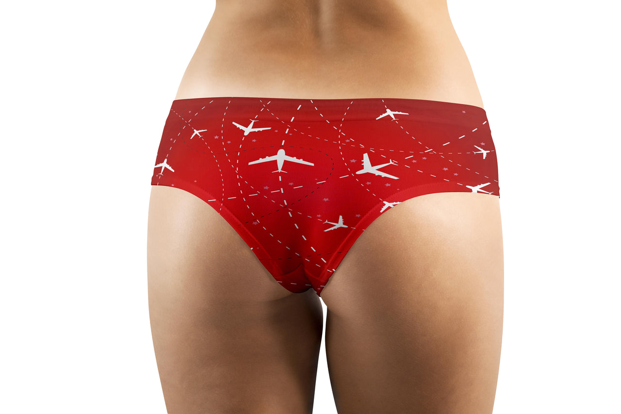 Travelling with Aircraft (Red) Designed Women Panties & Shorts