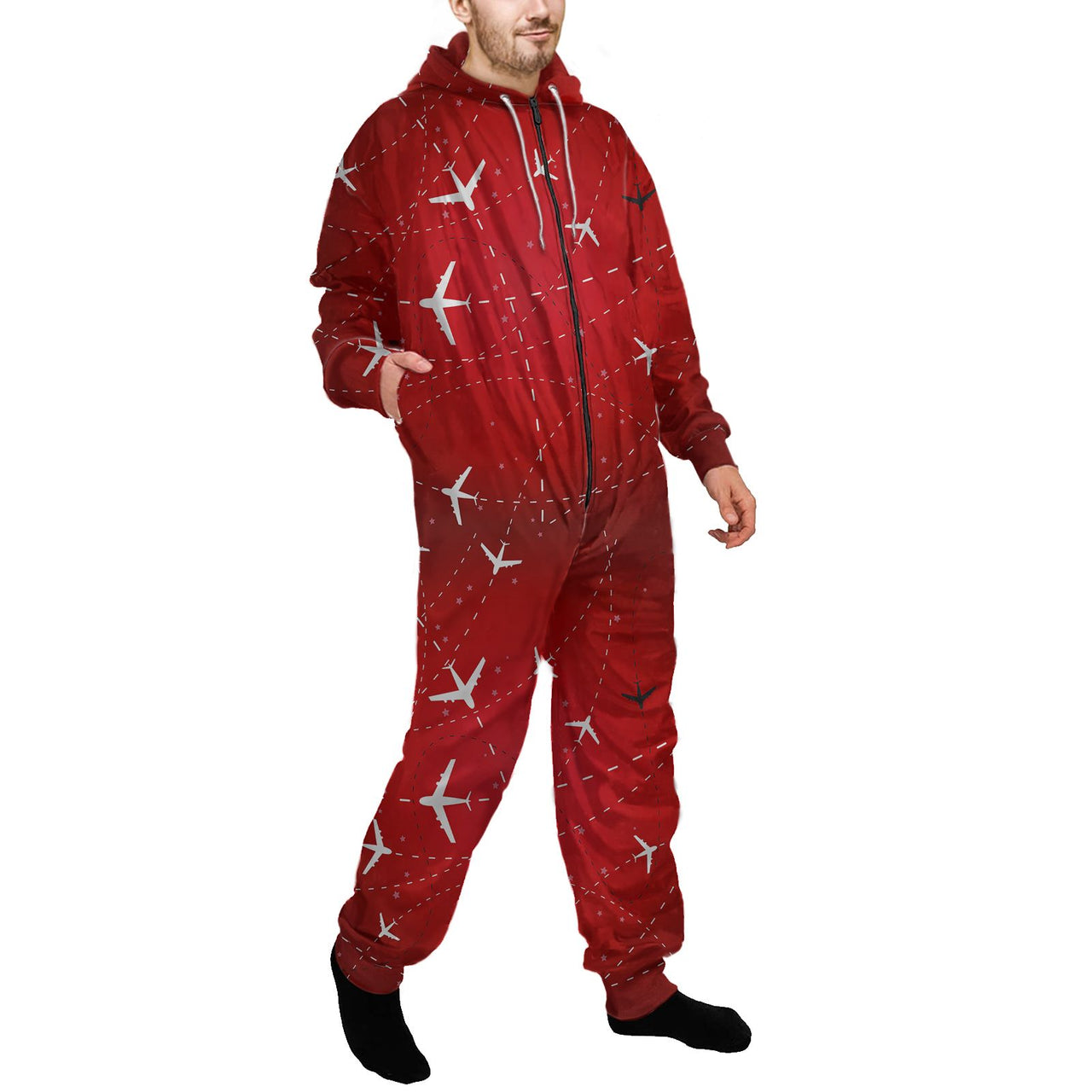 Travelling with Aircraft (Red) Designed Jumpsuit for Men & Women