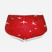 Thumbnail for Paper Airplane & Fly (Red) Designed Women Beach Style Shorts