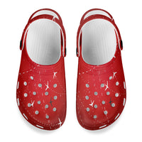 Thumbnail for Travelling with Aircraft (Red) Designed Hole Shoes & Slippers (MEN)