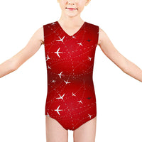 Thumbnail for Travelling with Aircraft (Red) Designed Kids Swimsuit