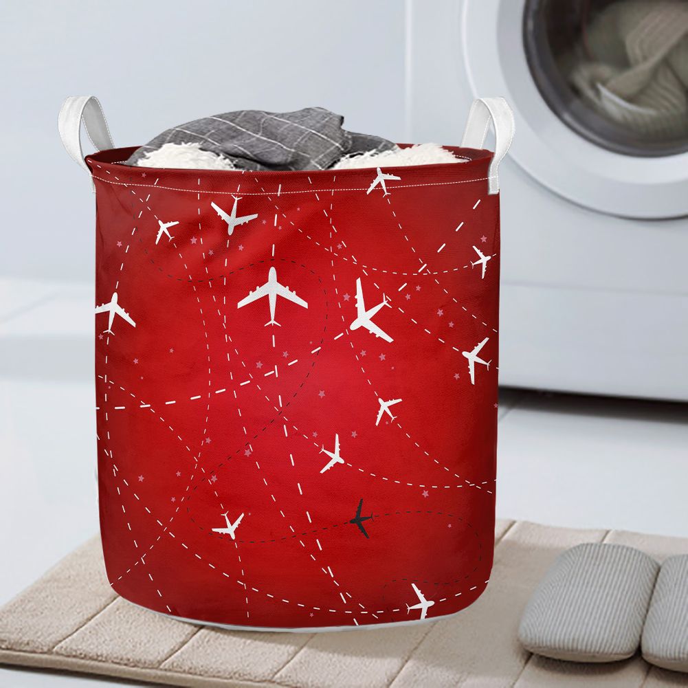 Travelling with Aircraft (Red) Designed Laundry Baskets