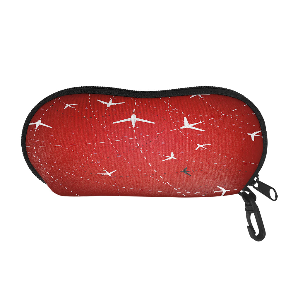 Travelling with Aircraft (Red) Designed Glasses Bag