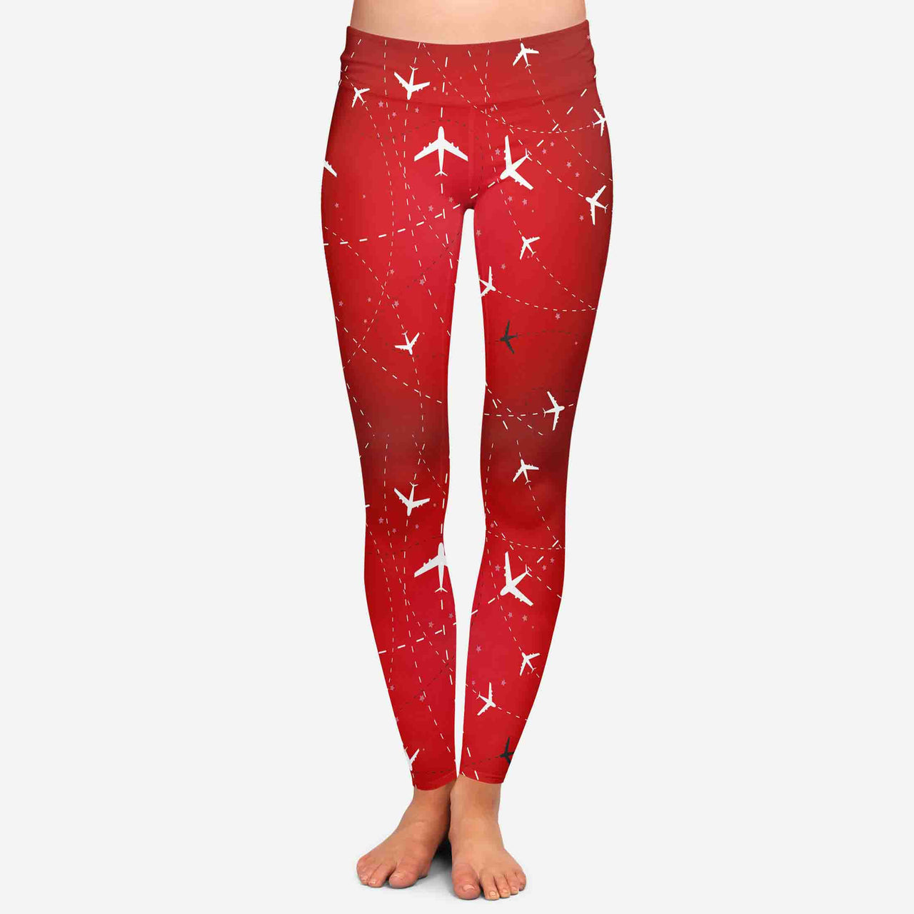 Travelling with Aircraft (Red) Designed Women Leggins