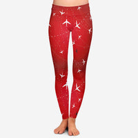 Thumbnail for Travelling with Aircraft (Red) Designed Women Leggins