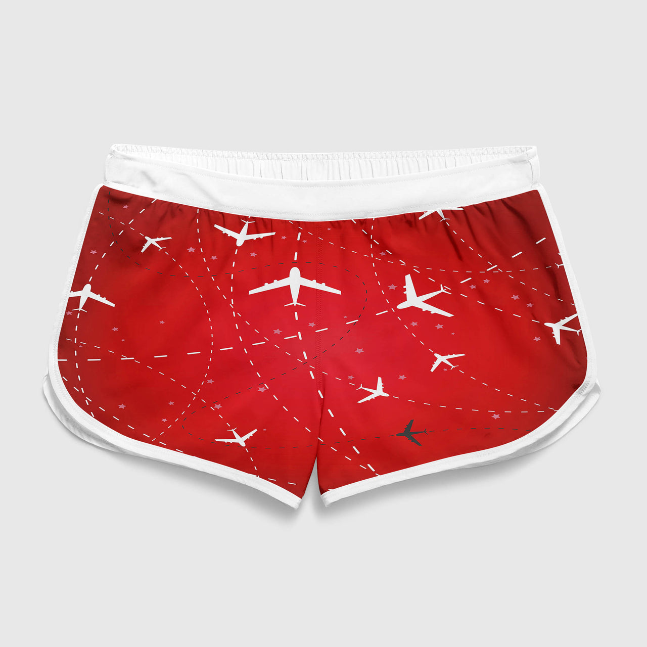 Paper Airplane & Fly (Red) Designed Women Beach Style Shorts