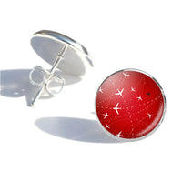 Thumbnail for Travelling with Aircraft (Red) Designed Stud Earrings