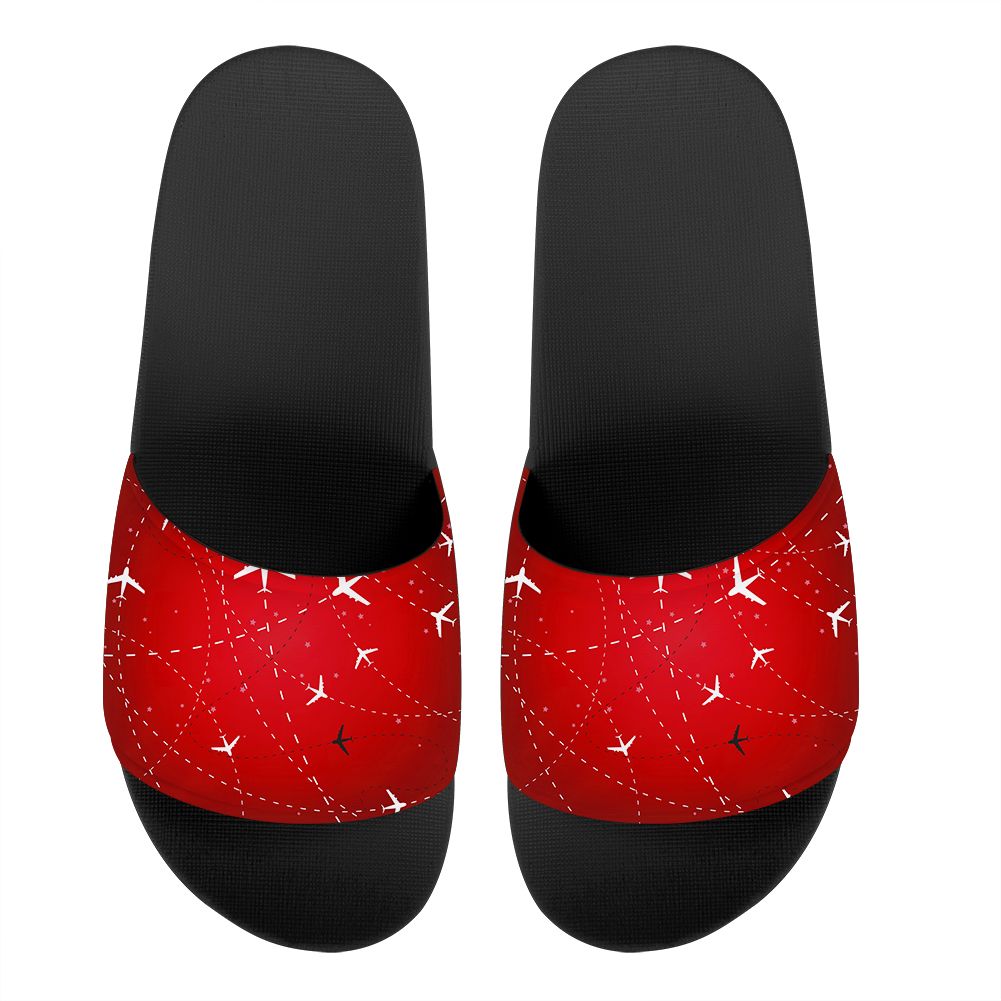 Travelling with Aircraft (Red) Designed Sport Slippers