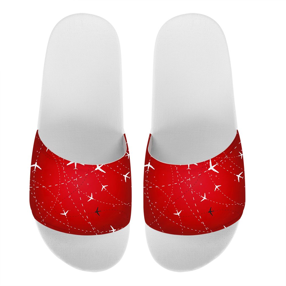 Travelling with Aircraft (Red) Designed Sport Slippers