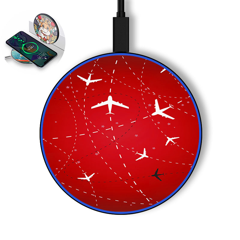 Travelling with Aircraft (Red) Designed Wireless Chargers