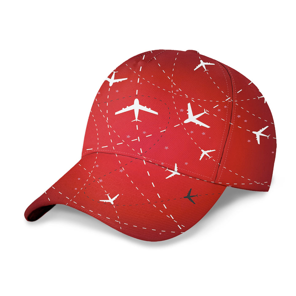 Travelling with Aircraft (Red) Designed 3D Peaked Cap