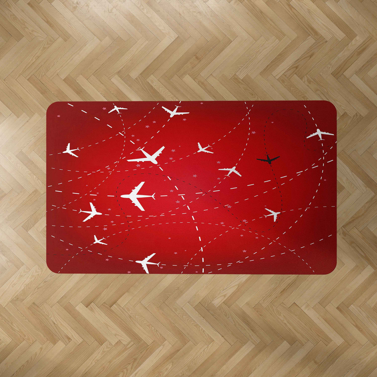 Travelling with Aircraft (Red) Designed Carpet & Floor Mats