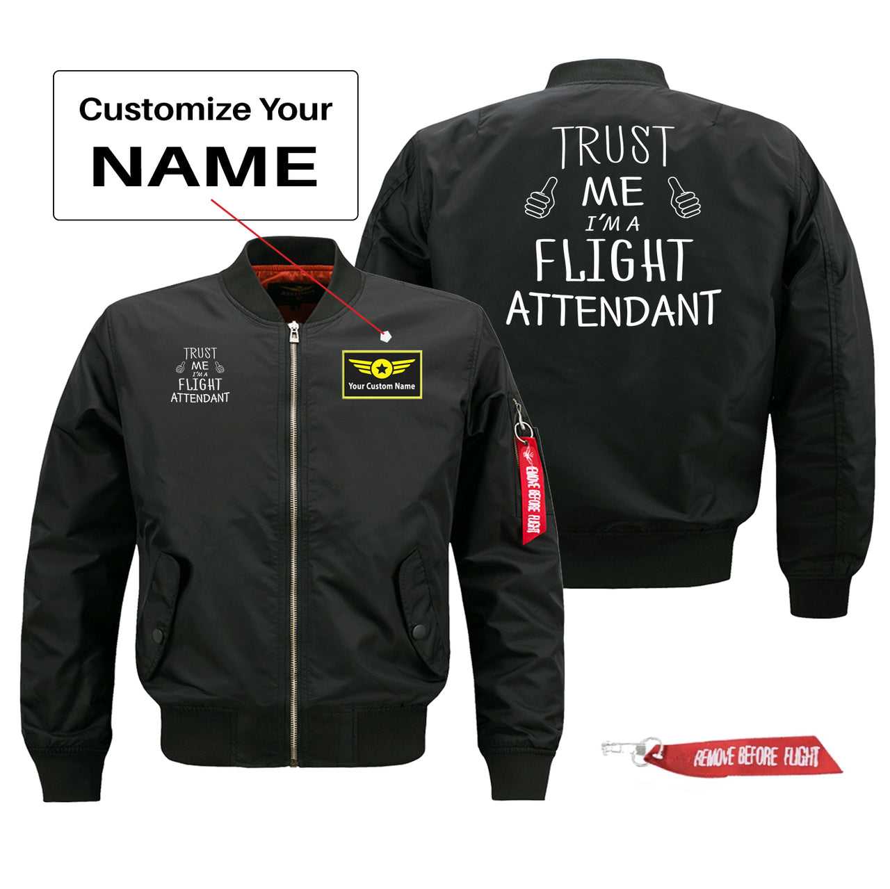 Trust Me I'm a Flight Attendant Designed Pilot Jackets (Customizable)