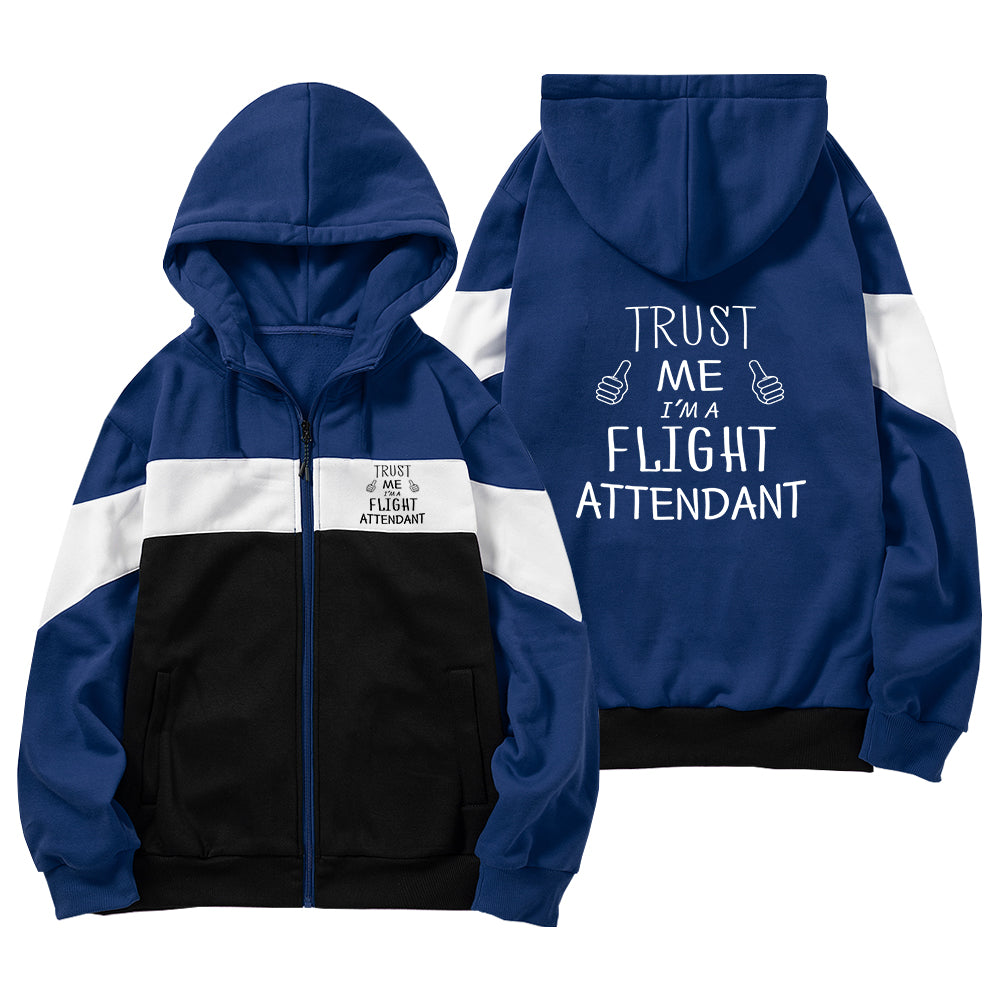 Trust Me I'm a Flight Attendant Designed Colourful Zipped Hoodies