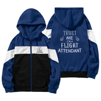 Thumbnail for Trust Me I'm a Flight Attendant Designed Colourful Zipped Hoodies