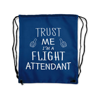Thumbnail for Trust Me I'm a Flight Attendant Designed Drawstring Bags